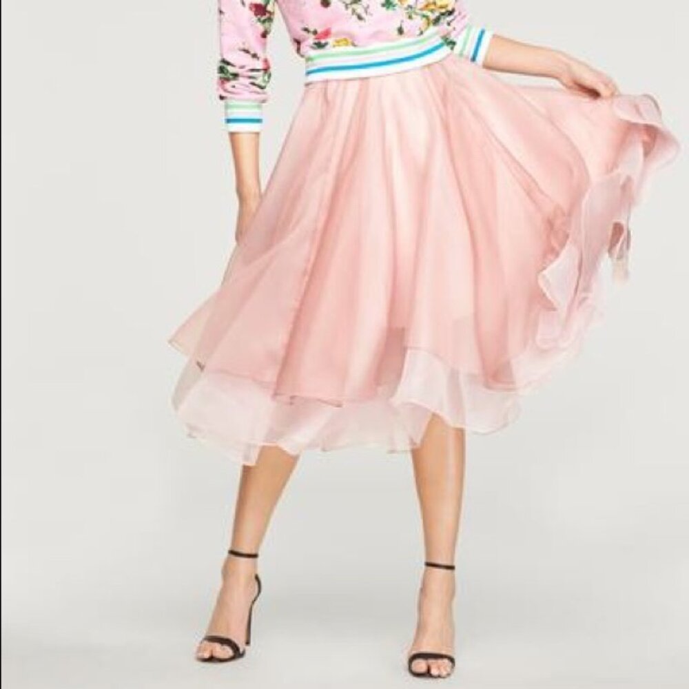 Milly layered nude organza skirt with tags